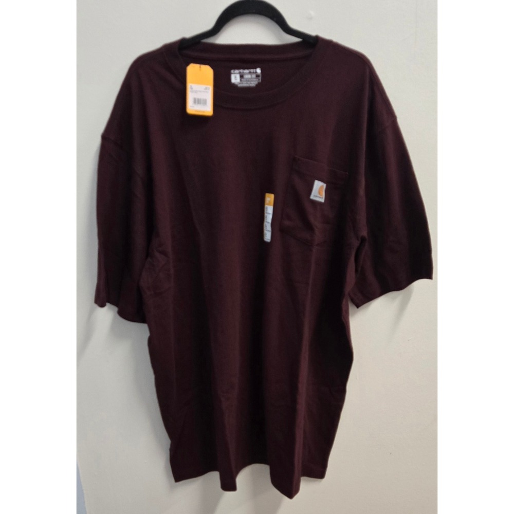 Carhartt K87 Mens XL Tall Port Burgundy Loose Fit Heavyweight Pocket T-Shirt NWT